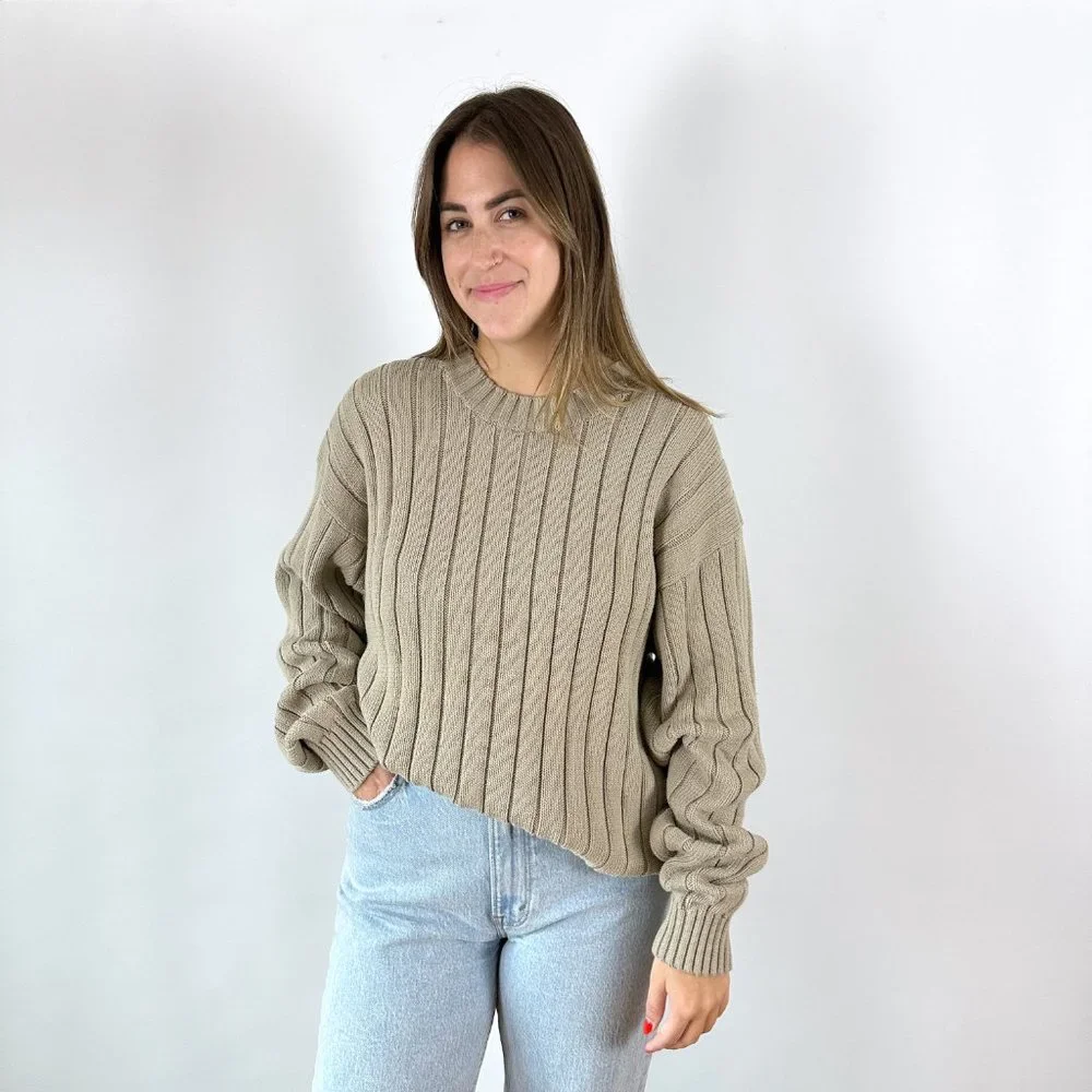 Vintage Neutral Oversized Chunky Knit Sweater - Picture 2 of 6